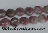 CTO202 15.5 inches 10mm flat round pink tourmaline gemstone beads