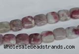 CTO205 15.5 inches 8*8mm square pink tourmaline gemstone beads