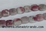 CTO206 15.5 inches 10*10mm square pink tourmaline gemstone beads