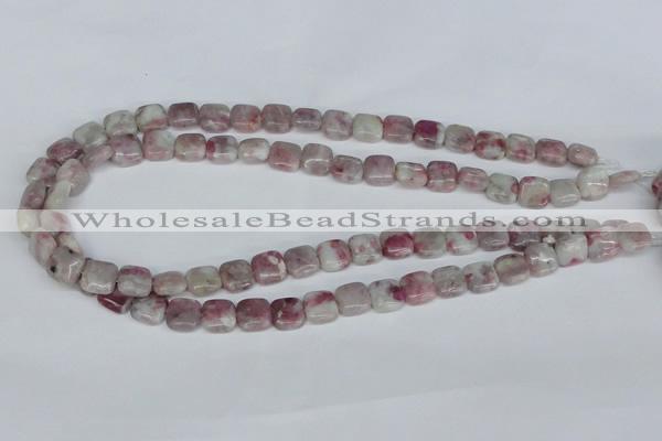 CTO206 15.5 inches 10*10mm square pink tourmaline gemstone beads