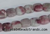 CTO208 15.5 inches 16*16mm square pink tourmaline gemstone beads