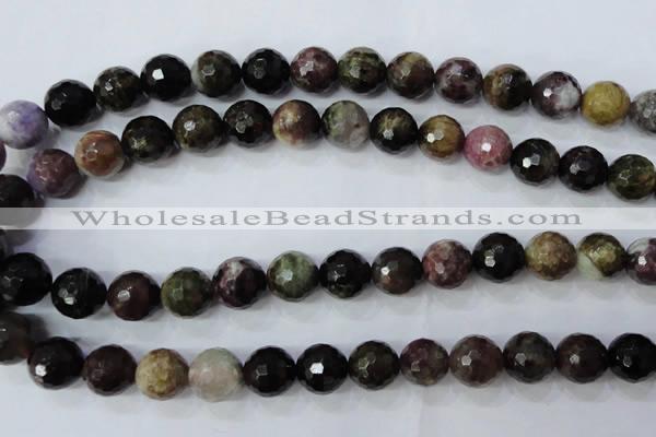 CTO466 15.5 inches 11mm faceted round natural tourmaline gemstone beads