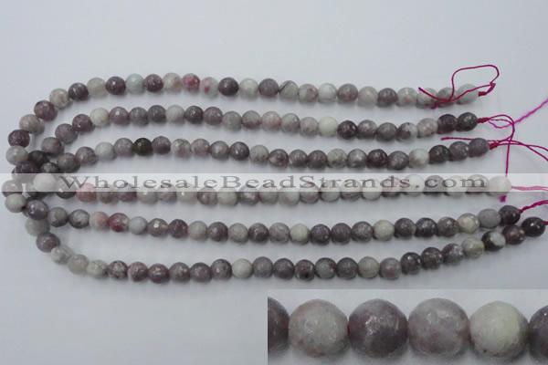 CTO482 15.5 inches 8mm faceted round pink tourmaline gemstone beads