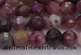 CTO635 15.5 inches 6mm faceted round tourmaline gemstone beads