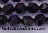 CTO647 15.5 inches 10mm faceted nuggets black tourmaline beads