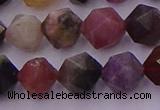 CTO651 15.5 inches 8mm faceted nuggets tourmaline gemstone beads