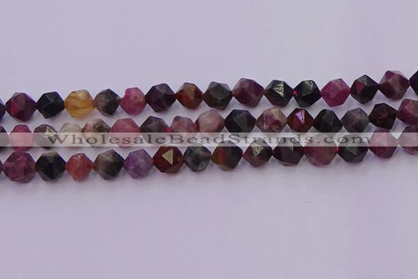 CTO651 15.5 inches 8mm faceted nuggets tourmaline gemstone beads