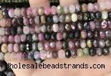 CTO680 15.5 inches 4.5*7mm - 5*8mm faceted rondelle tourmaline beads