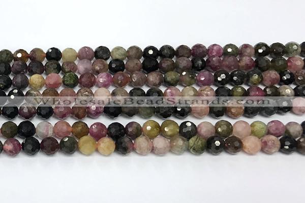 CTO726 15 inches 6mm faceted round tourmaline beads