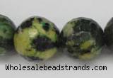 CTP218 15.5 inches 20mm faceted round yellow pine turquoise beads