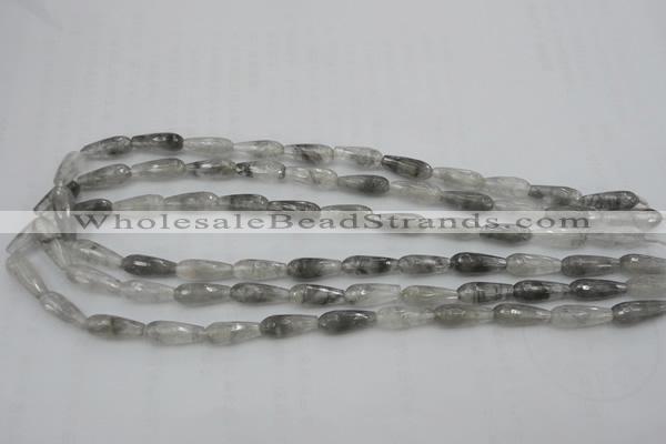 CTR03 15.5 inches 6*16mm faceted teardrop cloudy quartz beads