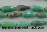 CTR06 15.5 inches 6*16mm faceted teardrop grass agate beads