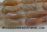 CTR107 15.5 inches 8*20mm faceted teardrop yellow agate beads