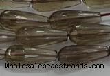 CTR110 15.5 inches 8*20mm faceted teardrop smoky quartz beads