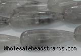 CTR131 15.5 inches 10*30mm faceted teardrop cloudy quartz beads