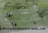 CTR136 15.5 inches 10*30mm faceted teardrop green rutilated quartz beads