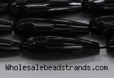 CTR145 15.5 inches 10*30mm faceted teardrop black agate beads