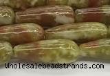 CTR152 15.5 inches 6*16mm teardrop green dragon serpentine jasper beads