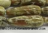 CTR153 15.5 inches 10*30mm teardrop green dragon serpentine jasper beads