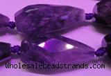 CTR205 15*30mm - 18*45mm faceted teardrop amethyst gemstone beads