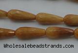 CTR21 15.5 inches 8*20mm faceted teardrop yellow jade beads