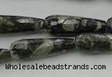 CTR37 15.5 inches 10*30mm faceted teardrop grey opal gemstone beads