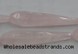 CTR41 15.5 inches 10*40mm faceted teardrop rose quartz beads