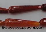 CTR46 15.5 inches 10*40mm faceted teardrop natural fire agate beads