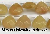 CTR605 Top drilled 10*10mm faceted briolette yellow aventurine beads