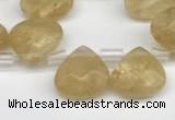 CTR615 Top drilled 10*10mm faceted briolette yellow watermelon beads