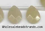 CTR663 Top drilled 10*14mm faceted briolette yellow aventurine beads