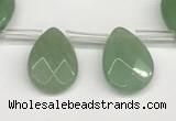 CTR666 Top drilled 10*14mm faceted briolette green aventurine beads