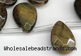 CTR670 Top drilled 10*14mm faceted briolette yellow tiger eye beads