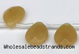 CTR694 Top drilled 12*16mm faceted briolette yellow aventurine beads