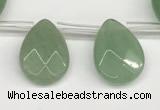 CTR696 Top drilled 12*16mm faceted briolette green aventurine beads