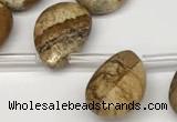 CTR699 Top drilled 12*16mm faceted briolette picture jasper beads