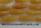 CTR75 15.5 inches 6*16mm faceted teardrop yellow jade beads