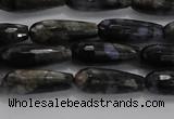 CTR78 15.5 inches 6*16mm faceted teardrop grey opal gemstone beads