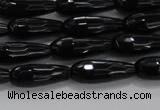 CTR82 15.5 inches 6*16mm faceted teardrop black agate beads