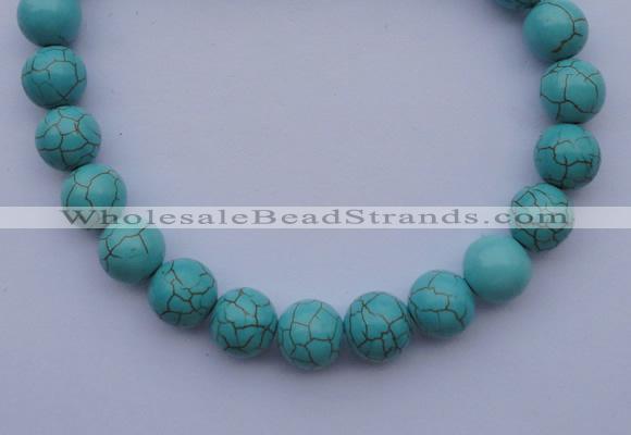 CTU10 15.5 inches 25mm round blue turquoise strand beads Wholesale