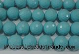 CTU1221 15.5 inches 6mm faceted round synthetic turquoise beads