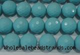 CTU1222 15.5 inches 8mm faceted round synthetic turquoise beads