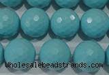 CTU1225 15.5 inches 14mm faceted round synthetic turquoise beads