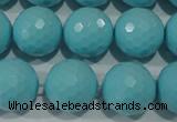 CTU1226 15.5 inches 16mm faceted round synthetic turquoise beads