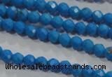 CTU1630 15.5 inches 4mm faceted round synthetic turquoise beads