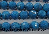 CTU1634 15.5 inches 12mm faceted round synthetic turquoise beads