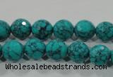 CTU1684 15.5 inches 10mm faceted round synthetic turquoise beads