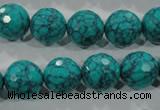 CTU1686 15.5 inches 14mm faceted round synthetic turquoise beads