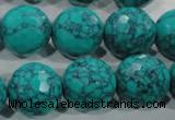 CTU1688 15.5 inches 18mm faceted round synthetic turquoise beads