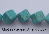 CTU18 15.5 inches 10*10mm cublc blue turquoise strand beads Wholesale